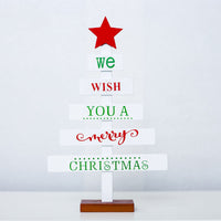 HKM-624147 Painted Letter Wooden Christmas Tree Ornaments - European Style Decor 29cm x 18cm