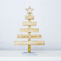 HKM-624147 Painted Letter Wooden Christmas Tree Ornaments - European Style Decor 29cm x 18cm
