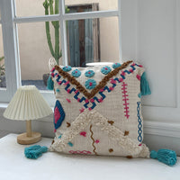 HKM-624531 Cotton Tufted Pillow in Moroccan Style for Living Room and Bedroom, 45x45cm