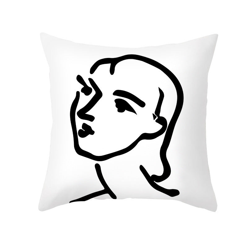 HKM-624595 Soft Nordic Geometric Abstract Plush Pillowcase for Couch - 45x45cm