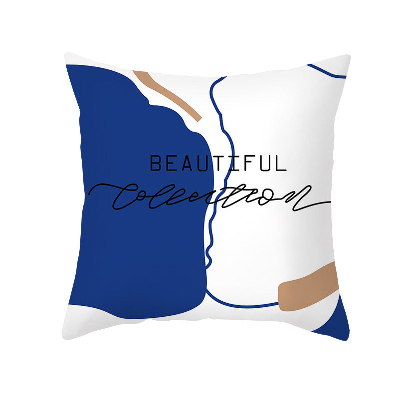 HKM-624595 Soft Nordic Geometric Abstract Plush Pillowcase for Couch - 45x45cm