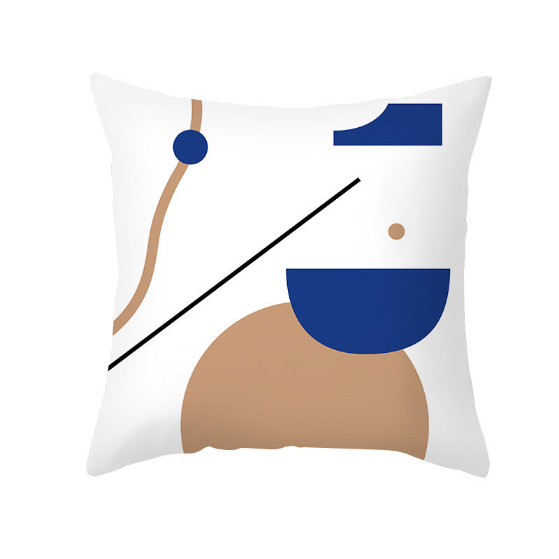 HKM-624595 Soft Nordic Geometric Abstract Plush Pillowcase for Couch - 45x45cm
