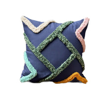 HKM-624659 Bohemian Striped Tufted Pillow Cover in Khaki, Blue, Pink, Gray, and Beige - 45x45cm