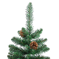 HKM-624659 Slim Christmas Tree with Real Pine Wood and Decorative Cones, 180 cm Height
