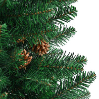 HKM-624659 Slim Christmas Tree with Real Pine Wood and Decorative Cones, 180 cm Height