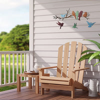 HKM-624787 Bird Branch Wall Decoration - European Style Iron Wall-Mounted Art in Brown Red and Green