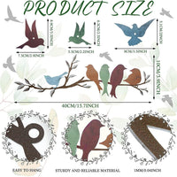 HKM-624787 Bird Branch Wall Decoration - European Style Iron Wall-Mounted Art in Brown Red and Green