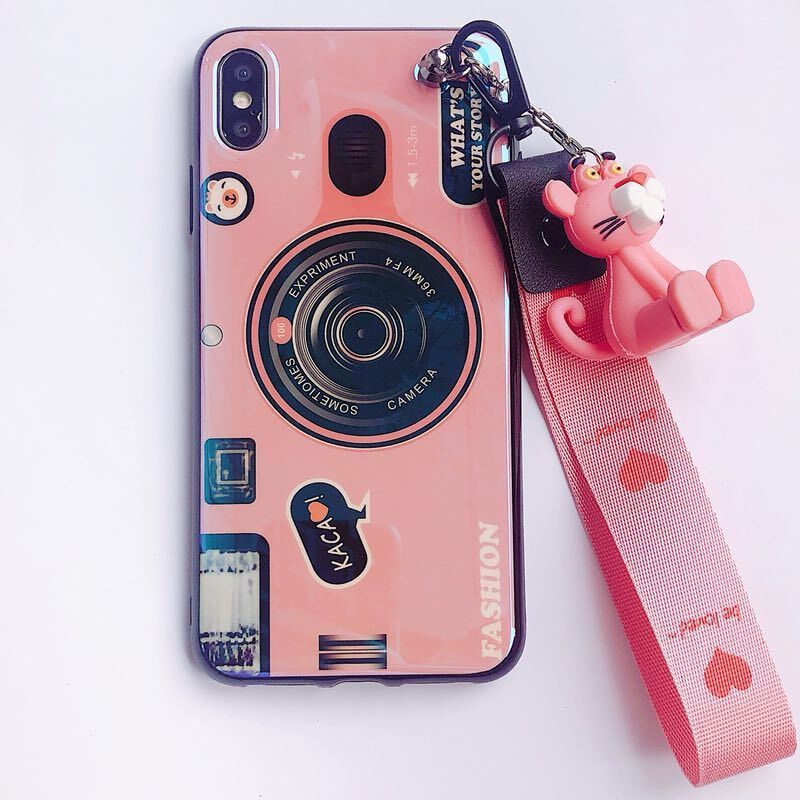 HKM-624787 Samsung Note10 Retro Blu-Ray Camera Phone Case with Lanyard – Soft TPU Back Cover for A50/A70