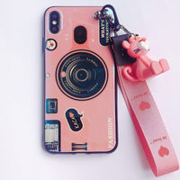 HKM-624787 Samsung Note10 Retro Blu-Ray Camera Phone Case with Lanyard – Soft TPU Back Cover for A50/A70