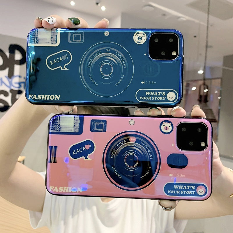 HKM-624787 Samsung Note10 Retro Blu-Ray Camera Phone Case with Lanyard – Soft TPU Back Cover for A50/A70