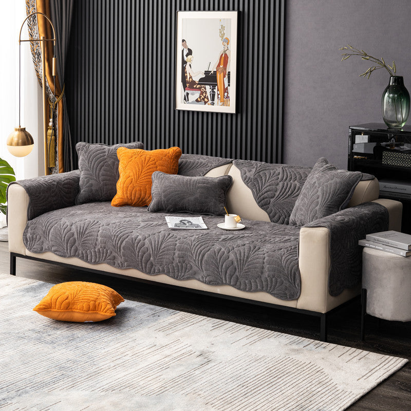 HKM-624915 All-Season Chenille Anti-Skid Sofa Towel Cover for Three-Seat Sofas in Various Colors and Sizes