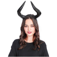 HKM-624979 Black Horn Headband for Halloween and Easter Costumes, Lightweight Polyethylene, 16.5cm High, 20cm Wide