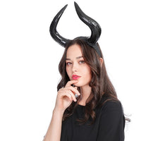 HKM-624979 Black Horn Headband for Halloween and Easter Costumes, Lightweight Polyethylene, 16.5cm High, 20cm Wide