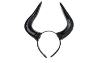 HKM-624979 Black Horn Headband for Halloween and Easter Costumes, Lightweight Polyethylene, 16.5cm High, 20cm Wide