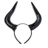 HKM-624979 Black Horn Headband for Halloween and Easter Costumes, Lightweight Polyethylene, 16.5cm High, 20cm Wide
