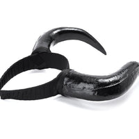 HKM-624979 Black Horn Headband for Halloween and Easter Costumes, Lightweight Polyethylene, 16.5cm High, 20cm Wide