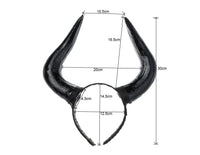 HKM-624979 Black Horn Headband for Halloween and Easter Costumes, Lightweight Polyethylene, 16.5cm High, 20cm Wide