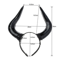 HKM-624979 Black Horn Headband for Halloween and Easter Costumes, Lightweight Polyethylene, 16.5cm High, 20cm Wide