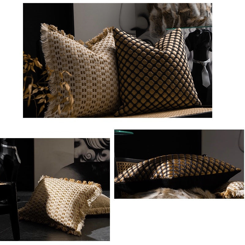 HKM-624979 Vintage Square Woven Throw Pillow with Cushion Cover, 45x45 cm for Living Room Use
