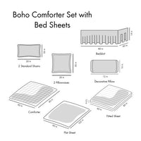 HKM-625171 Queen Size Boho Comforter Set with Bed Sheets, Large Medallion Print, Soft Microfiber, Includes Shams and Pillowcases
