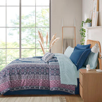 HKM-625171 Queen Size Boho Comforter Set with Bed Sheets, Large Medallion Print, Soft Microfiber, Includes Shams and Pillowcases