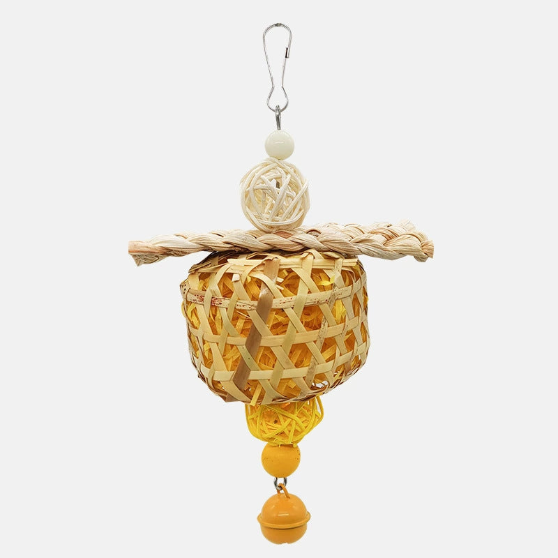 HKM-625299 Parrot Bird Toy Bamboo Cage Scraps Of Paper Bite Pendant Corn Husk Woven