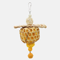 HKM-625299 Parrot Bird Toy Bamboo Cage Scraps Of Paper Bite Pendant Corn Husk Woven