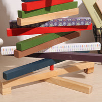 HKM-625299 Rotating Wooden Christmas Tree Building Blocks Ornament for Holiday Decoration