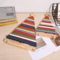 HKM-625299 Rotating Wooden Christmas Tree Building Blocks Ornament for Holiday Decoration