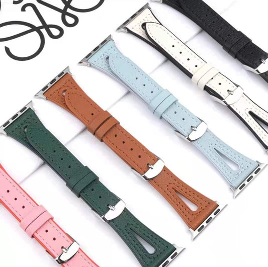 HKM-625363 22mm Silicone and Genuine Leather Watch Strap for Iwatch 1-6 SE - Multiple Colors Available