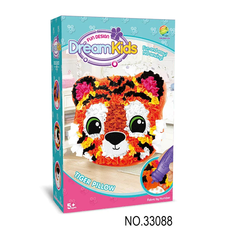 HKM-625427 DIY Creative Plush Pillow Making Kit for Kids Ages 2-13, Soft Stuffed Animal Craft Toy