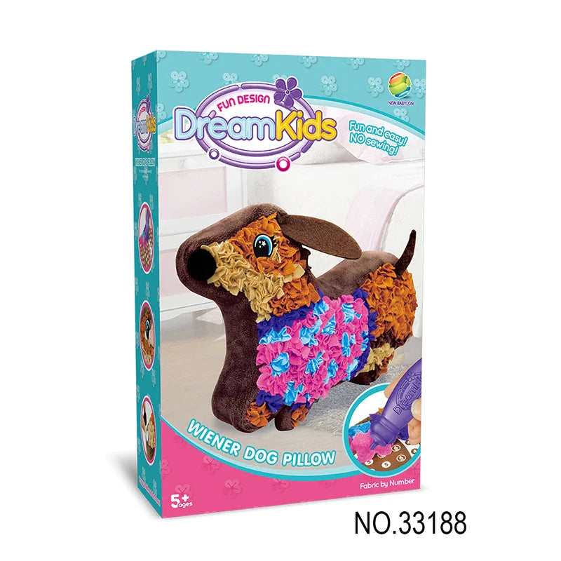 HKM-625427 DIY Creative Plush Pillow Making Kit for Kids Ages 2-13, Soft Stuffed Animal Craft Toy