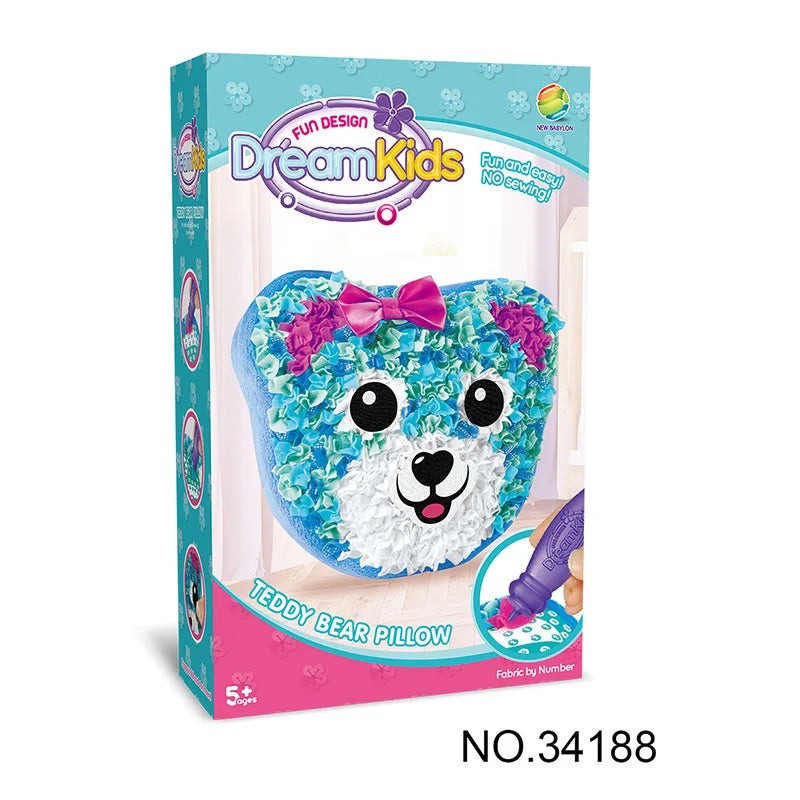 HKM-625427 DIY Creative Plush Pillow Making Kit for Kids Ages 2-13, Soft Stuffed Animal Craft Toy