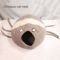 HKM-625491 Wool Felt Cat House with Various Fun Designs for Cozy Pet Comfort