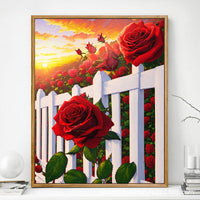 HKM-625619 Advanced Digital Oil Painting Kit - Rose Design, Frameless Canvas with Brush