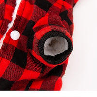 HKM-625683 Classic Plaid Hooded Cotton-Padded Coat for Dogs in Dreher Red and Dean Green Patterns, Multiple Sizes Available