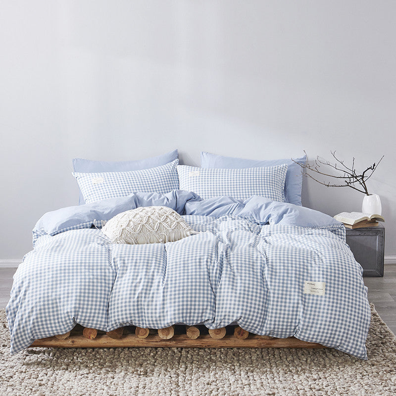 HKM-625683 Cotton Bed Linen Quilt Cover Set - 3-Piece Dormitory Bedding with Geometric Patterns for 1.2m to 2.0m Beds