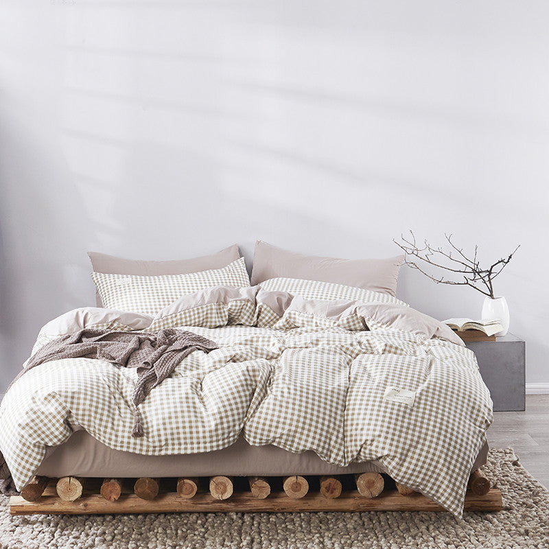 HKM-625683 Cotton Bed Linen Quilt Cover Set - 3-Piece Dormitory Bedding with Geometric Patterns for 1.2m to 2.0m Beds