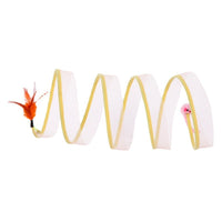 HKM-625683 Foldable S-Type Cat Tunnel Toy with Plush Mouse and Sisal Ball - Soft and Interactive Play Channel for Cats