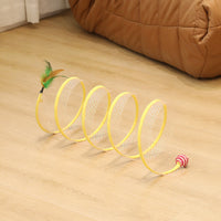 HKM-625683 Foldable S-Type Cat Tunnel Toy with Plush Mouse and Sisal Ball - Soft and Interactive Play Channel for Cats