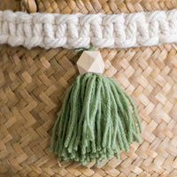 HKM-625683 Hand-Woven Macrame Wall Lanyard Tapestry with Wooden Beads and Tassels