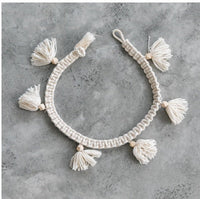 HKM-625683 Hand-Woven Macrame Wall Lanyard Tapestry with Wooden Beads and Tassels