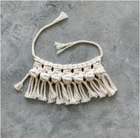 HKM-625683 Hand-Woven Macrame Wall Lanyard Tapestry with Wooden Beads and Tassels