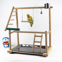 HKM-625939 Cockatiel Playground Stand with Swing, Climbing Ladder, and Bird Gear Supplies - 36cm x 23cm x 40cm, Brown