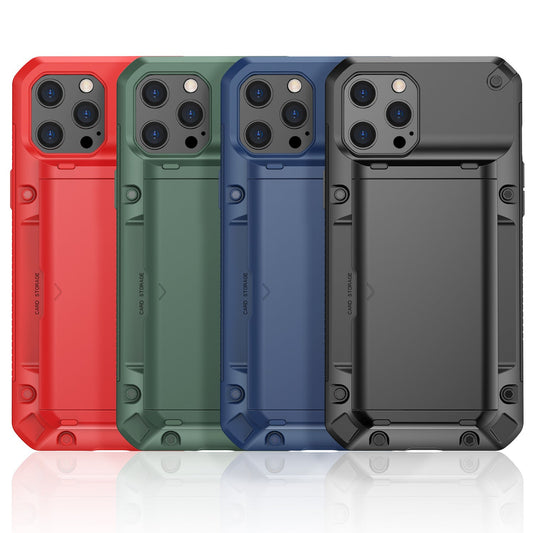 HKM-625939 Sleek Full-Cover TPU+PC Mobile Phone Case for Apple 12 Pro Max with Card Slot - Available in Multiple Colors