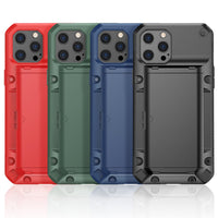 HKM-625939 Sleek Full-Cover TPU+PC Mobile Phone Case for Apple 12 Pro Max with Card Slot - Available in Multiple Colors
