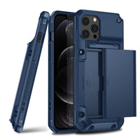 HKM-625939 Sleek Full-Cover TPU+PC Mobile Phone Case for Apple 12 Pro Max with Card Slot - Available in Multiple Colors