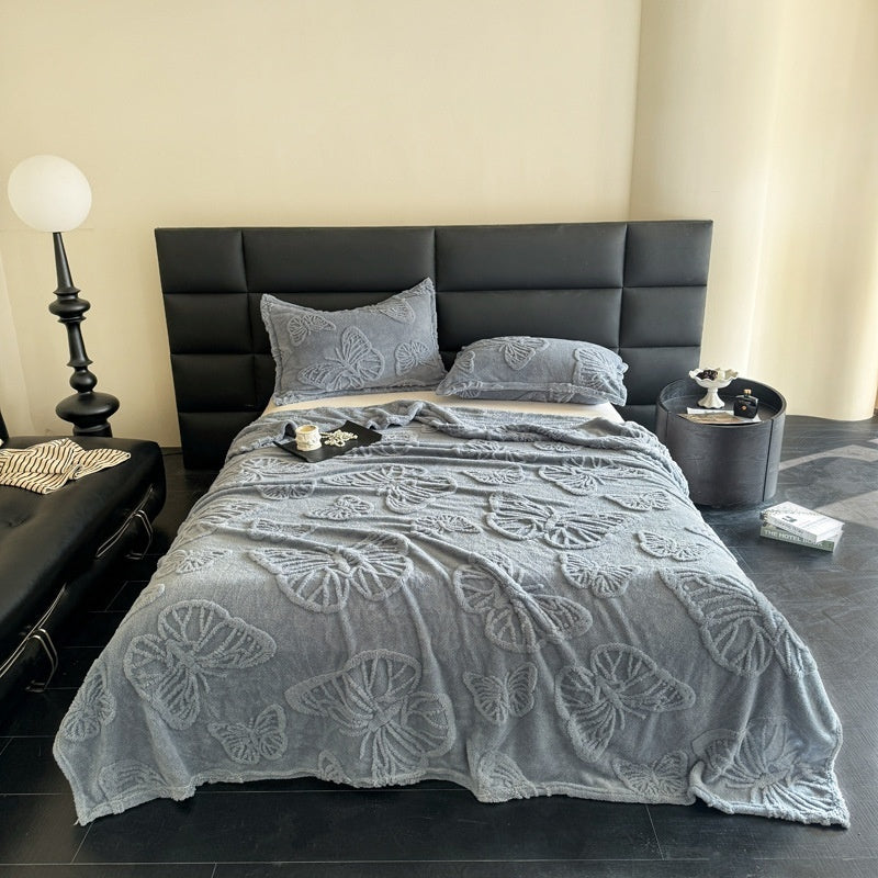 HKM-626003 Butterfly Print Cotton Wool Leisure Blanket - Various Sizes and Colors Available
