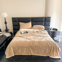 HKM-626003 Butterfly Print Cotton Wool Leisure Blanket - Various Sizes and Colors Available