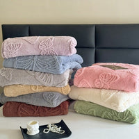HKM-626003 Butterfly Print Cotton Wool Leisure Blanket - Various Sizes and Colors Available